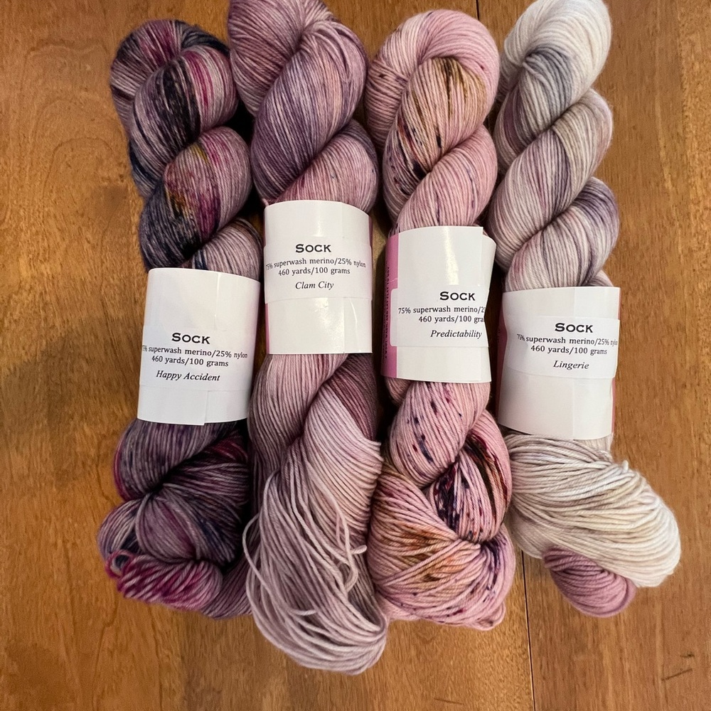 Hand-Dyed Sock Yarn Set in Purple and Pink